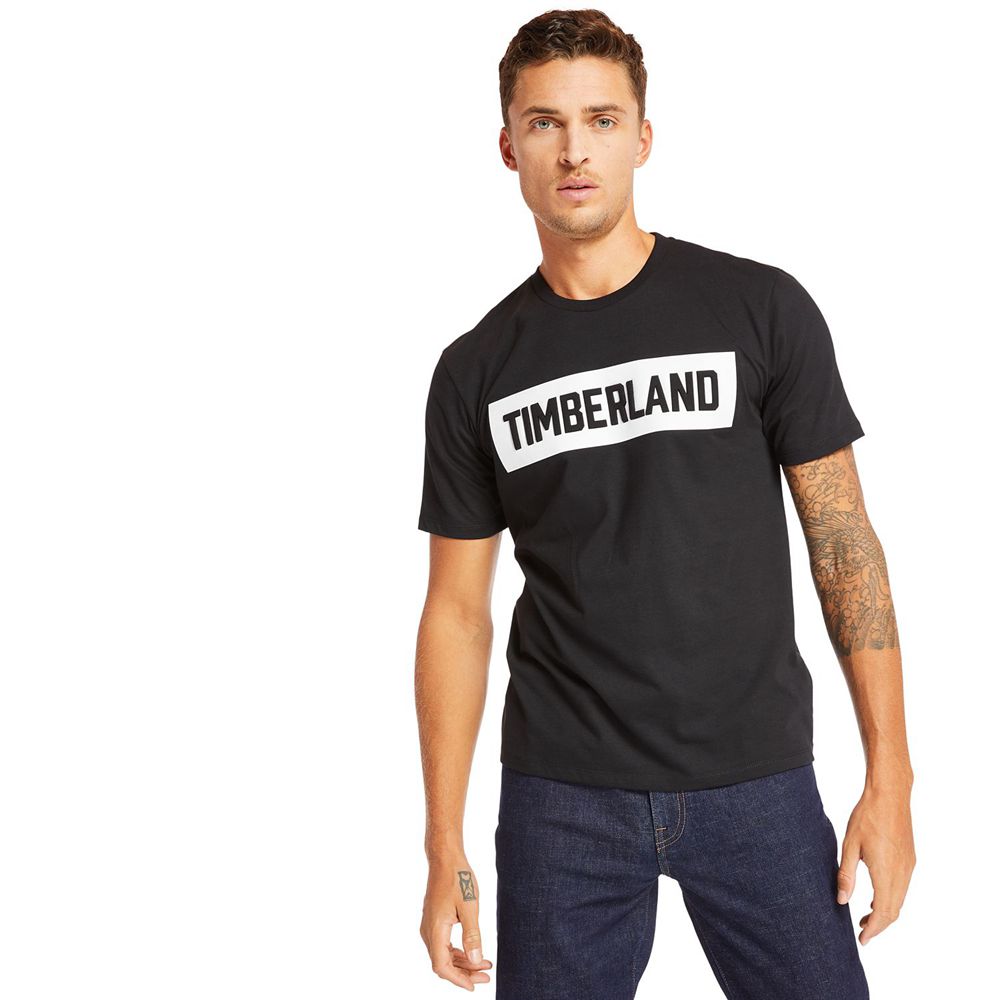 Timberland Mens T-Shirts Mink Brook 3D Embossed - Black - India TU2598631